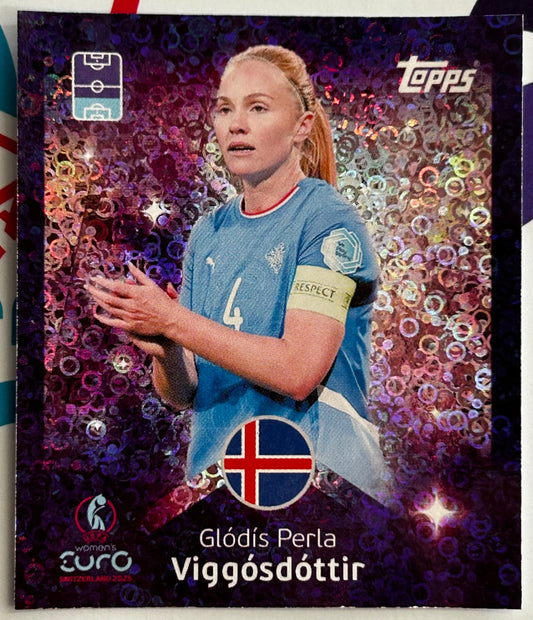 Topps UEFA Women's EURO 2025 Sticker Collection - GLODIS PERLA VIGGOSDOTTIR (ICELAND) Shining Stars Holo Foil #169