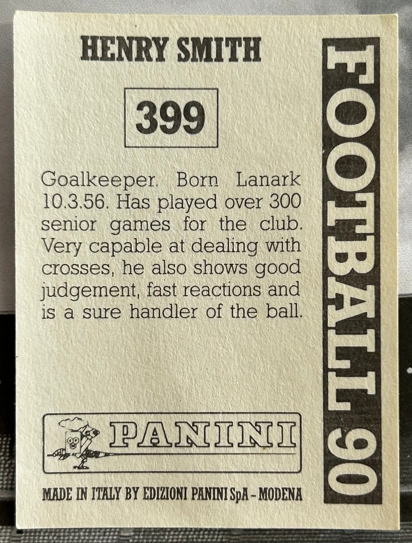 Panini Football 90 Sticker - HENRY SMITH (HEART OF MIDLOTHIAN) #399