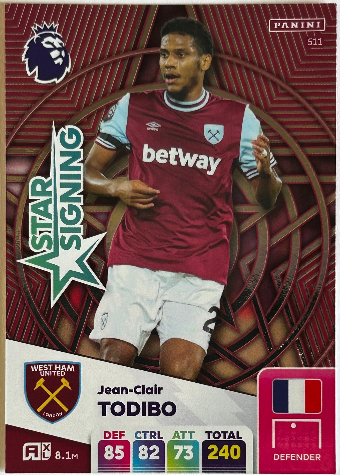 Panini Adrenalyn XL Premier League 2025 - JEAN-CLAIR TODIBO (WEST HAM UNITED) Star Signing 511