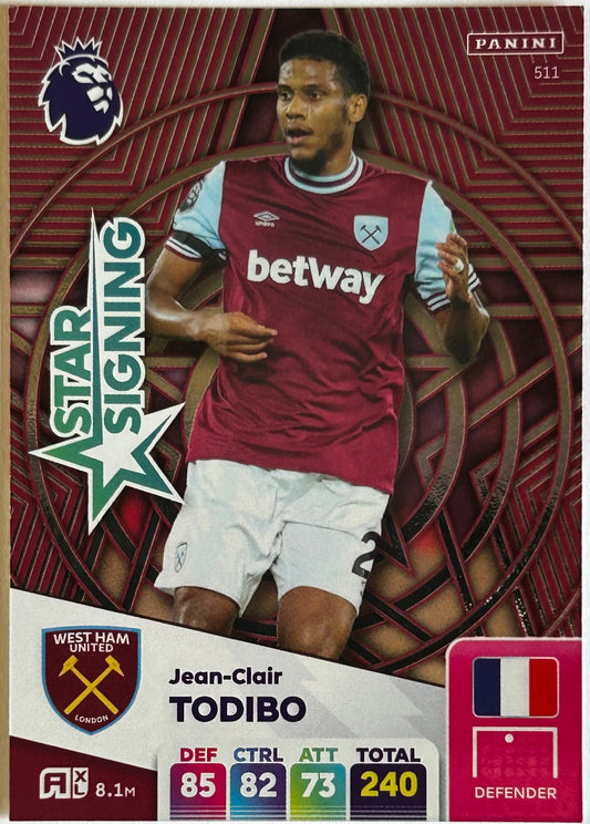 Panini Adrenalyn XL Premier League 2025 - JEAN-CLAIR TODIBO (WEST HAM UNITED) Star Signing 511