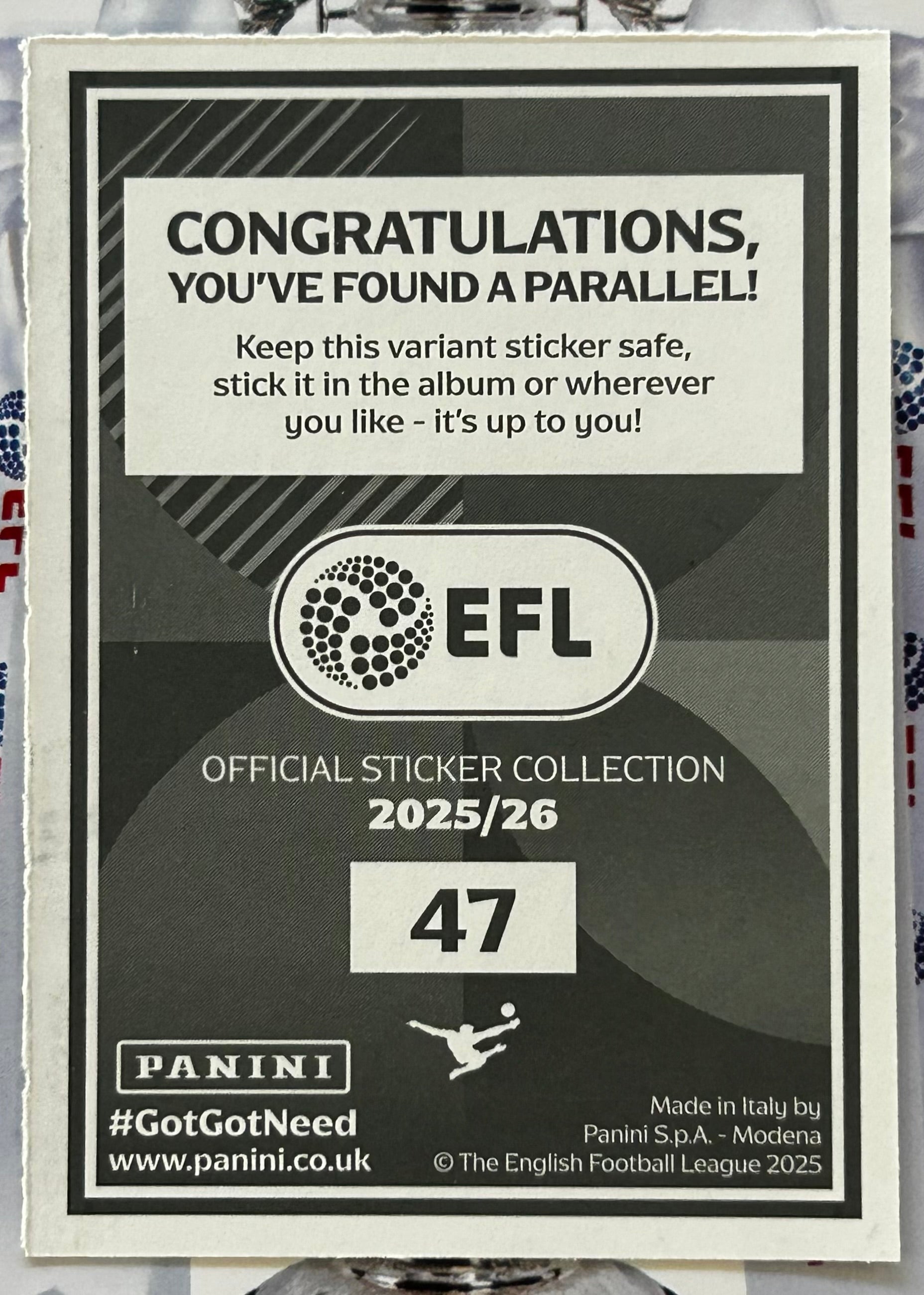 Panini EFL 2025-26 Sticker Collection - TODD CANTWELL (BLACKBURN ROVER ...