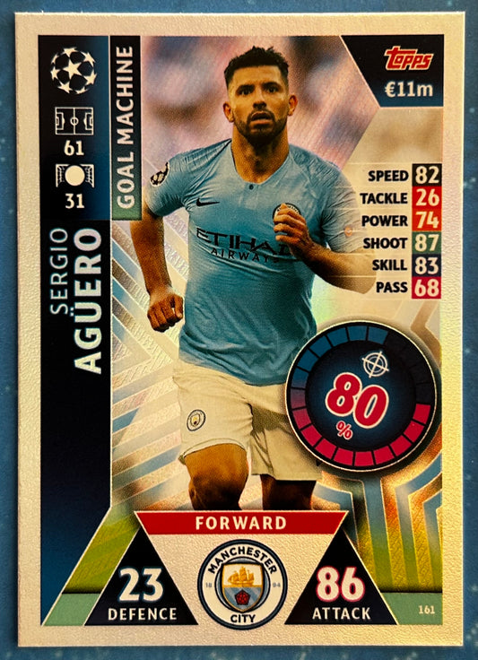 Topps Match Attax UEFA Champions League 2018-19 - SERGIO AGUERO (MANCHESTER CITY) Goal Machine Foil Insert #161