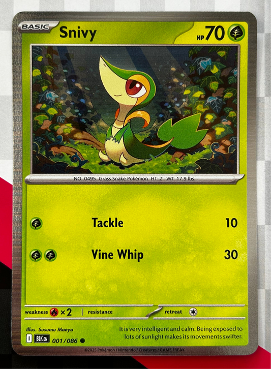 Snivy BLK 001/086 - Holo Promo Card Pokemon TCG Scarlet & Violet Black Bolt (English)