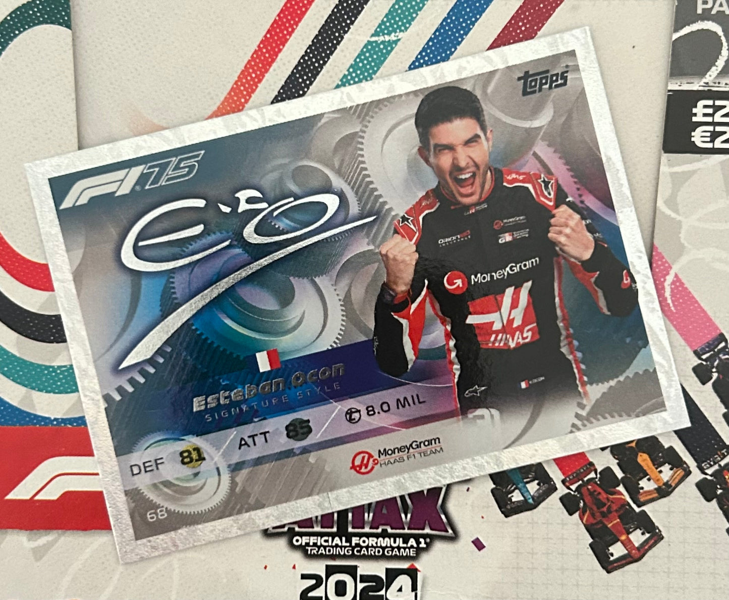 Topps F1 Turbo Attax 2025 - ESTEBAN OCON (HAAS F1 TEAM) Signature Style Holo Foil #68