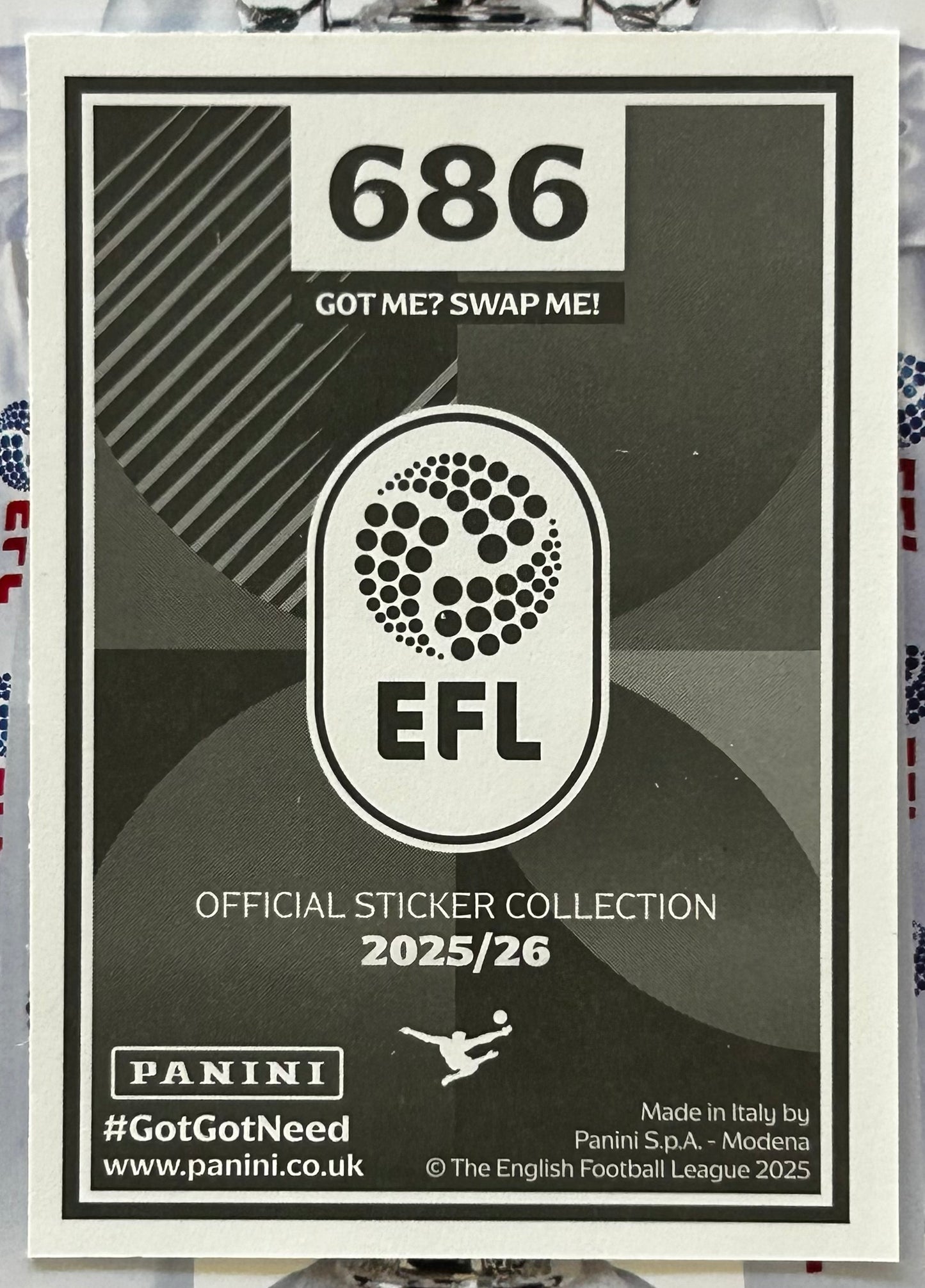Panini EFL 2025-26 Sticker Collection - EMILIANO MARTINEZ (READING) Raised in the EFL #686