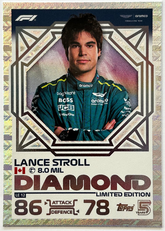 Topps F1 Turbo Attax 2024 - LANCE STROLL (ASTON MARTIN) Diamond Limited Edition LE12