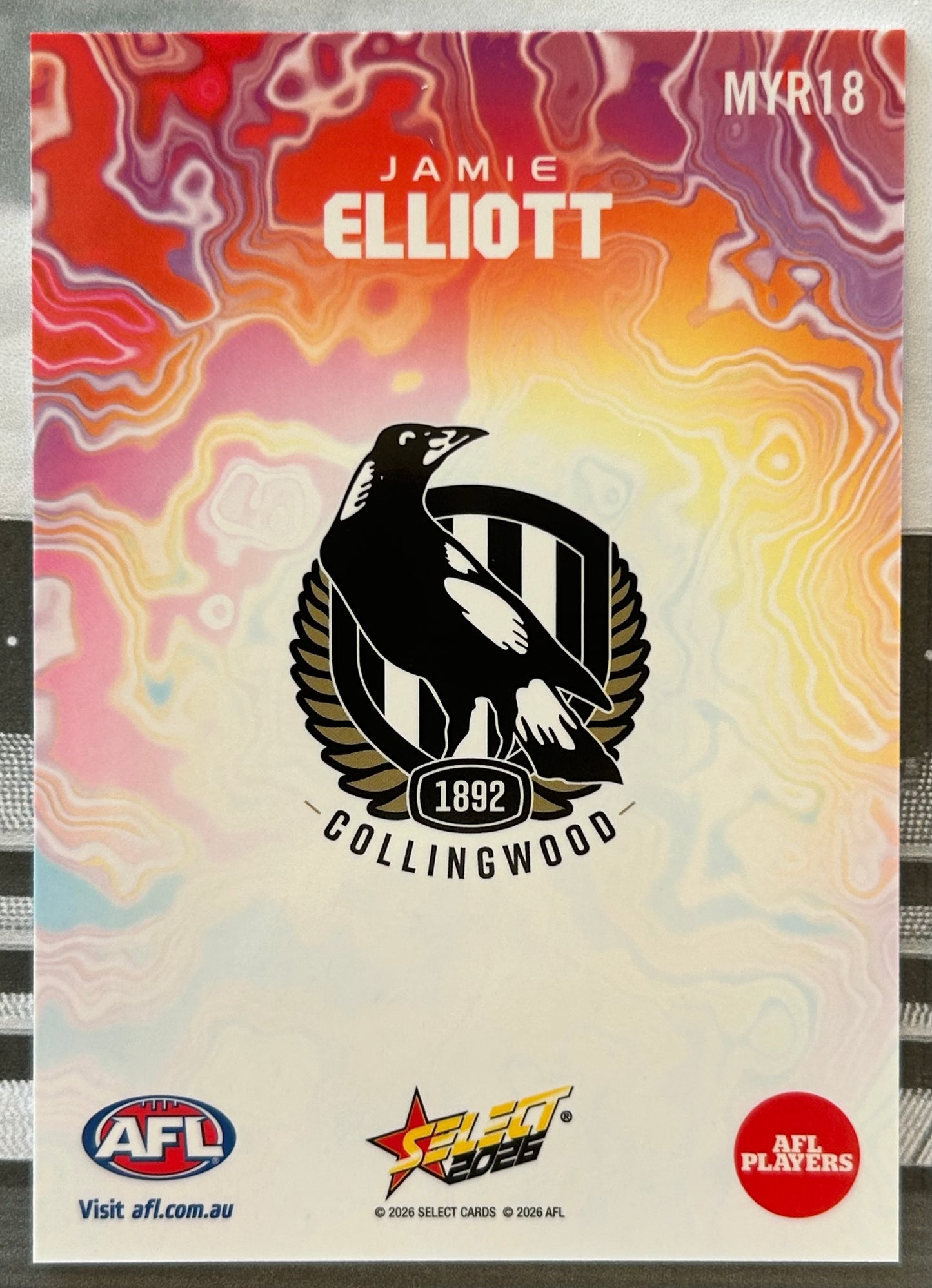 Select AFL Footy Stars 2026 - JAMIE ELLIOTT (COLLINGWOOD) Mercury Tie-Dye MYR18