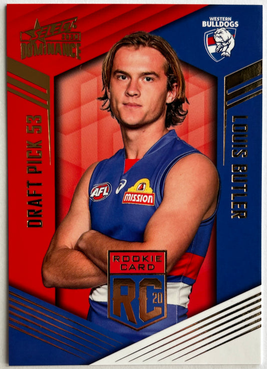 2020 AFL Select Dominance - LOUIS BUTLER (WESTERN BULLDOGS) Rookie Card RC53 /295