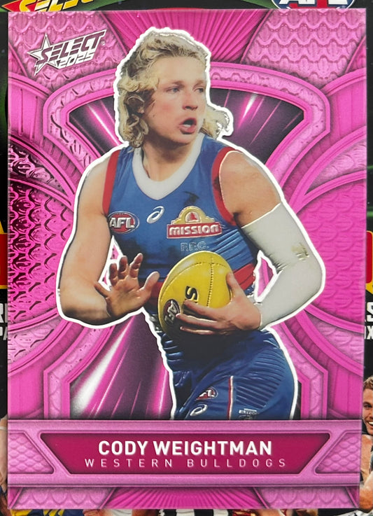 Select AFL 2025 Footy Stars - CODY WEIGHTMAN (WESTERN BULLDOGS) Pink Dragon Scales LDP90