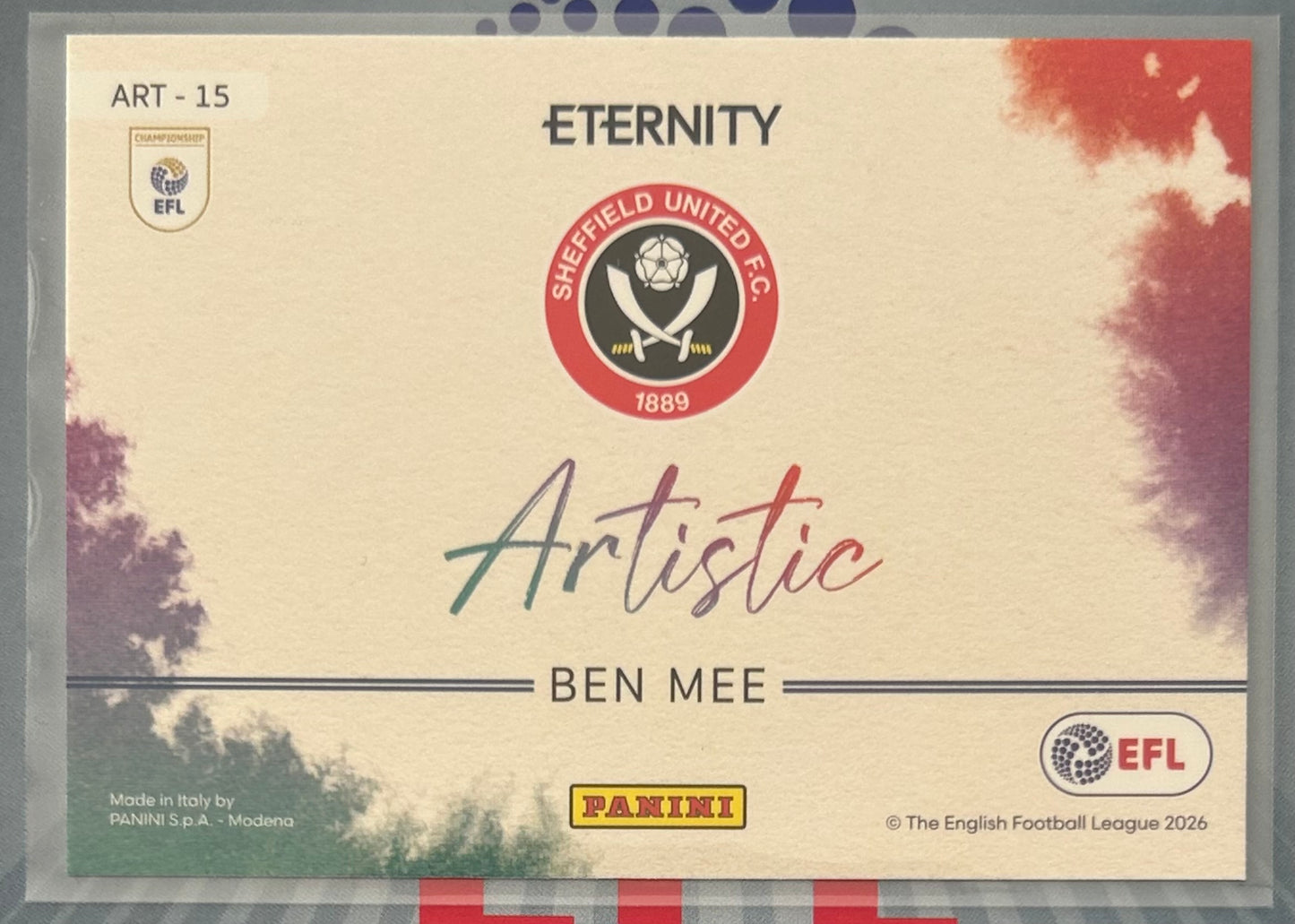 Panini EFL Eternity 2025-26 - BEN MEE (SHEFFIELD UNITED) Artistic ART-15
