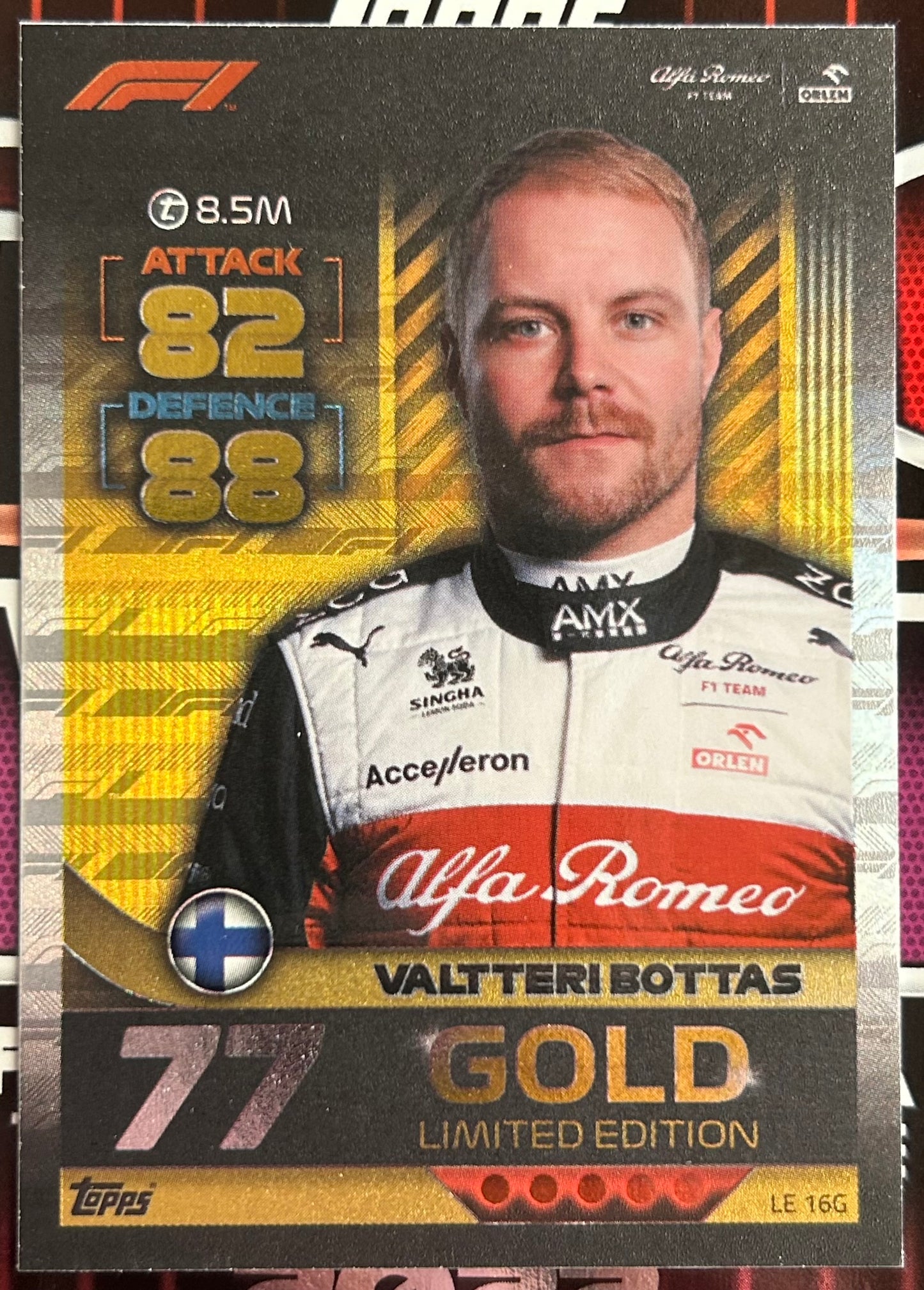 Topps F1 Turbo Attax 2022 - VALTTERI BOTTAS (ALFA ROMEO) Gold Limited Edition LE16G