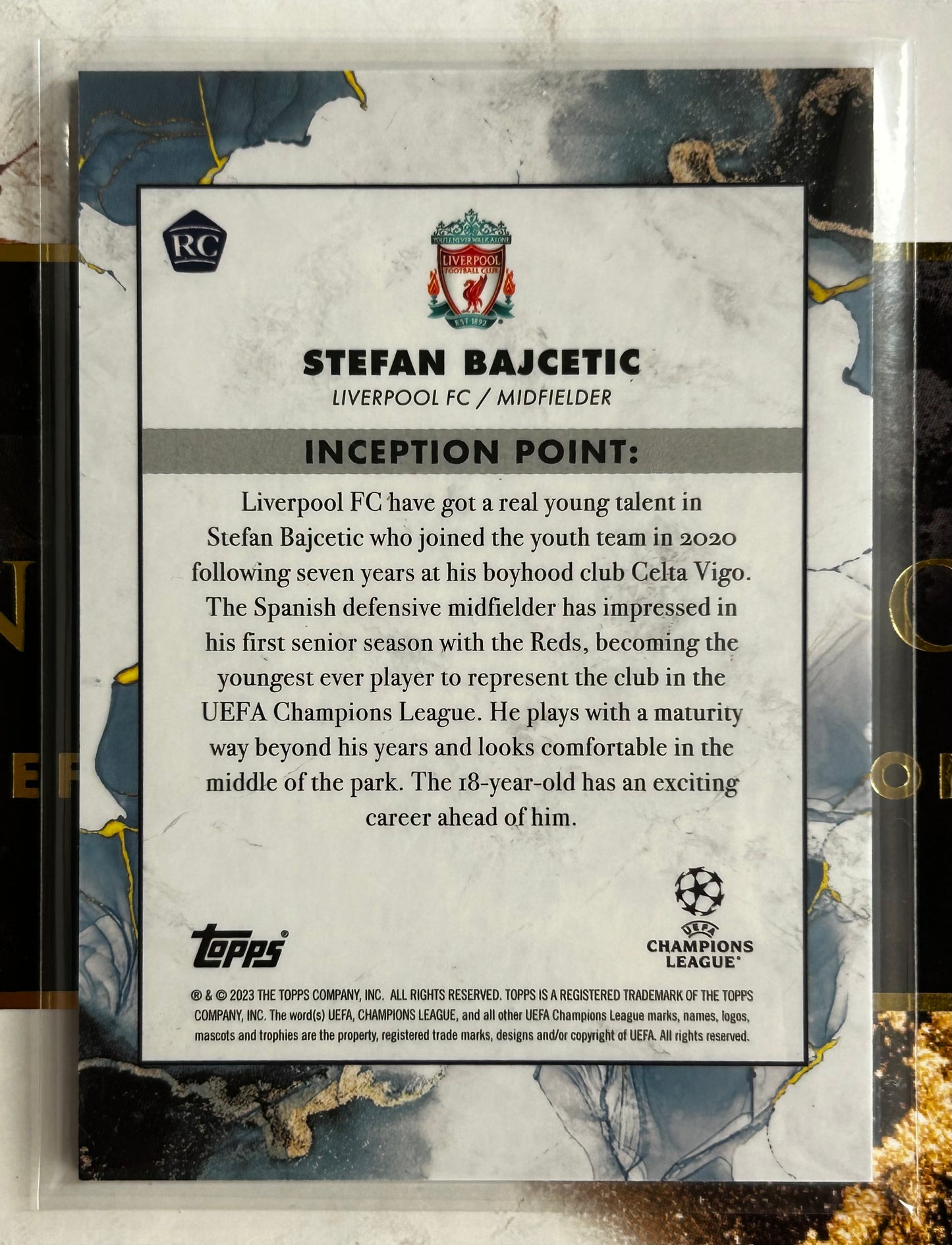 Topps UEFA Inception 2023 - STEFAN BAJCETIC (LIVERPOOL) Rookie RC Silver Parallel /150