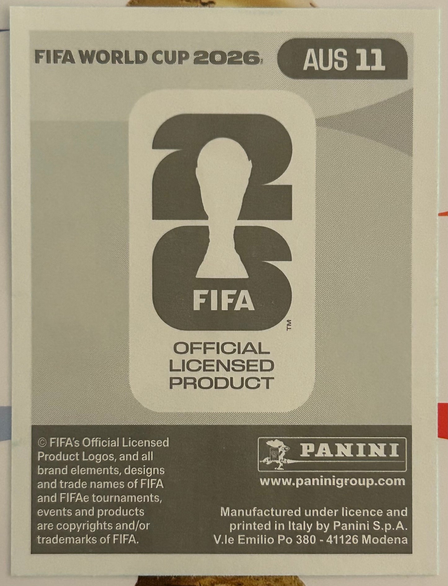Panini FIFA World Cup 2026 Official Sticker Collection - JACKSON IRVINE (AUSTRALIA) AUS11