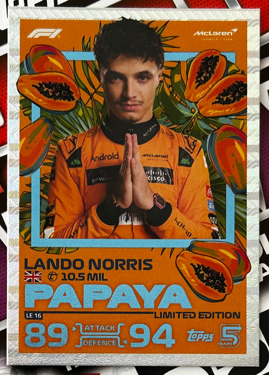 Topps F1 Turbo Attax 2024 - LANDO NORRIS (McLAREN) Papaya Limited Edition LE16