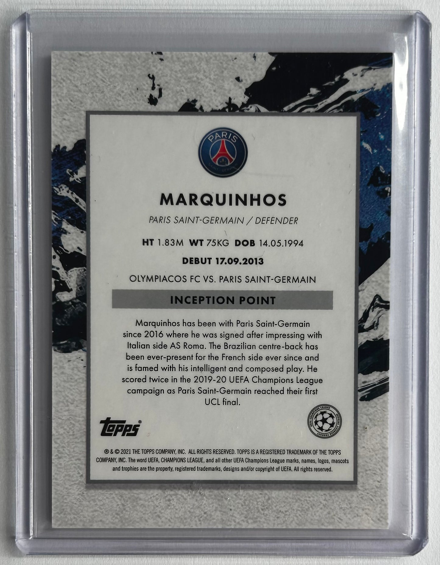 2020-21 Topps Inception UCL - MARQUINHOS (PSG) Star Quality