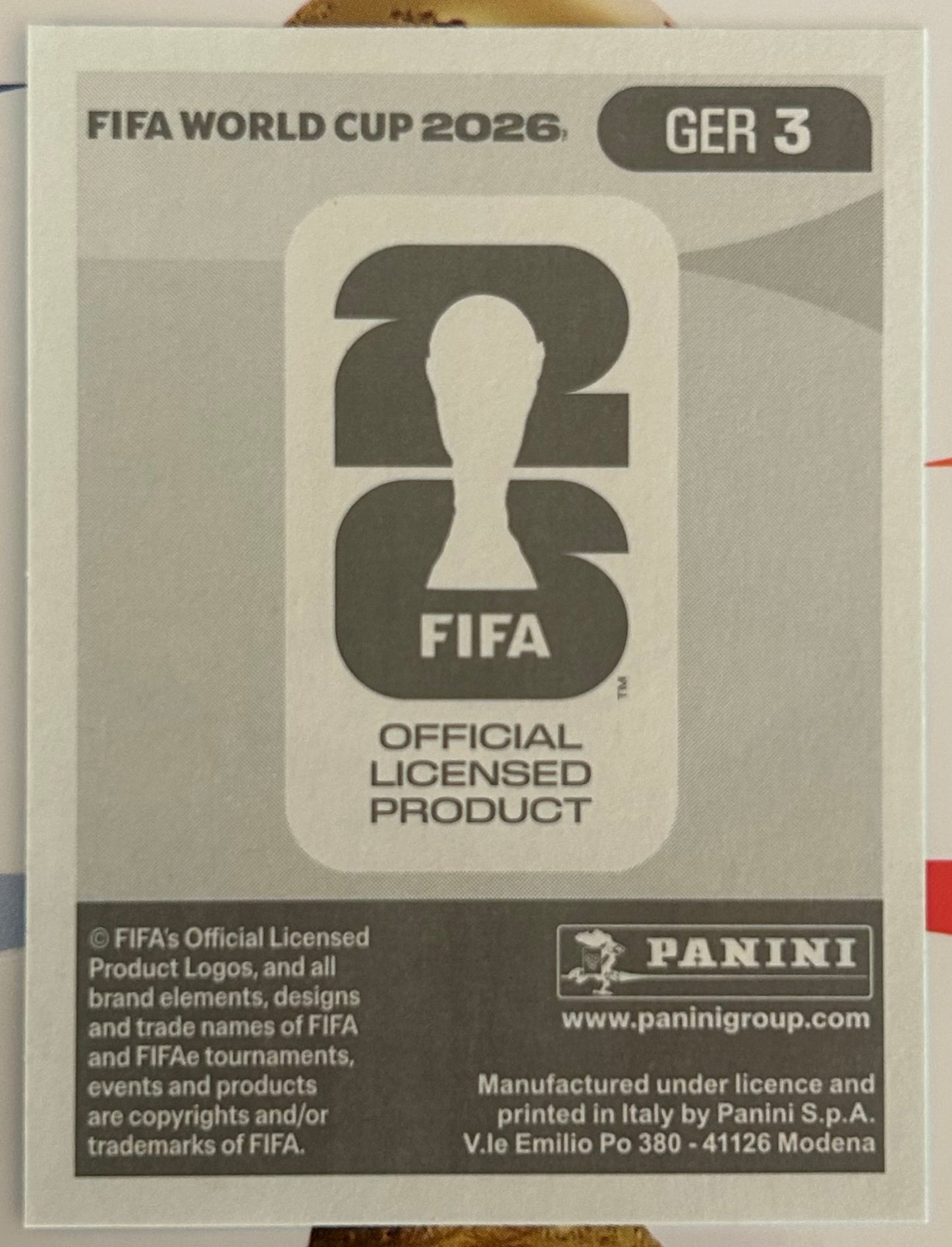 Panini FIFA World Cup 2026 Official Sticker Collection - JONATHAN TAH (GERMANY) GER3