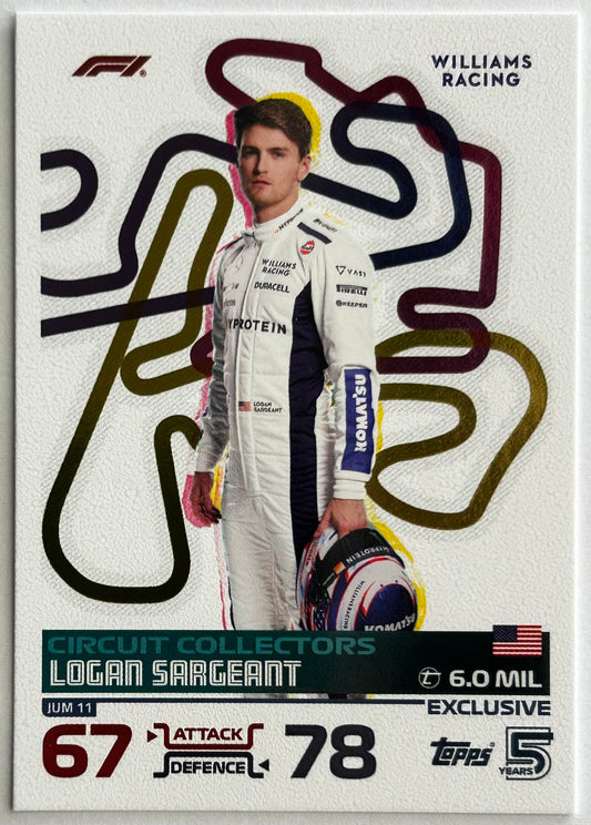 Topps F1 Turbo Attax 2024 - LOGAN SARGEANT (WILLIAMS RACING) Circuit Collectors Jumbo Box Exclusive JUM11