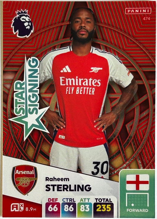 Panini Adrenalyn XL Premier League 2025 - RAHEEM STERLING (ARSENAL) Star Signing 474
