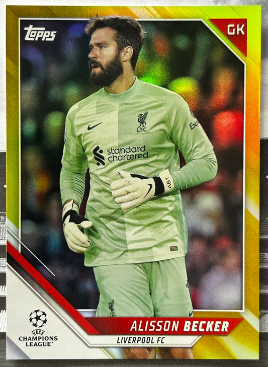 Topps UEFA 2021-22 Hobby - ALISSON BECKER (LIVERPOOL) Yellow Foil Parallel #180 /250