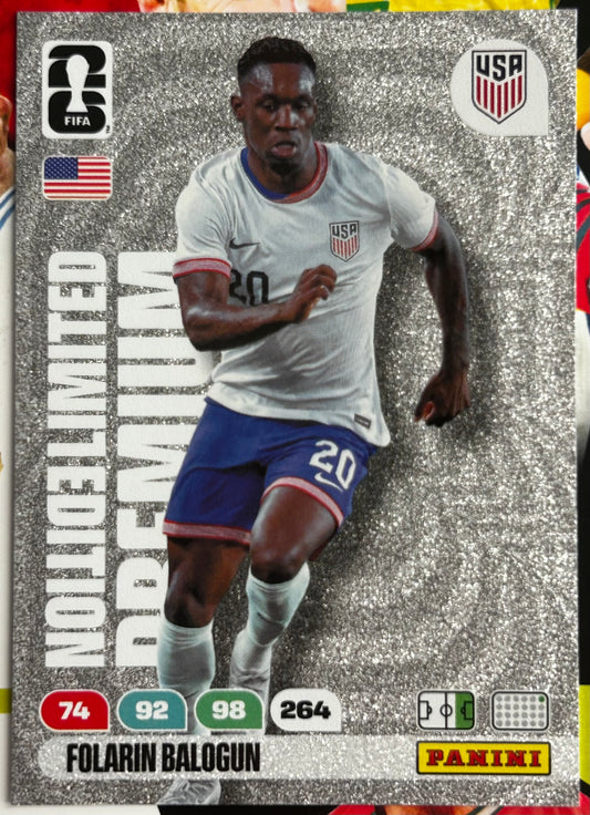 Panini FIFA World Cup 2026 Adrenalyn XL - FOLARIN BALOGUN (USA) Premium Limited Edition