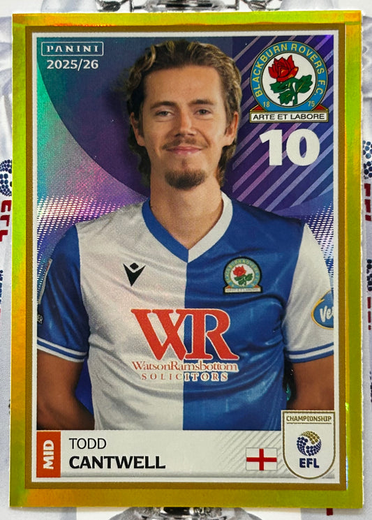 Panini EFL 2025-26 Sticker Collection - TODD CANTWELL (BLACKBURN ROVERS) Gold Captain Parallel #47
