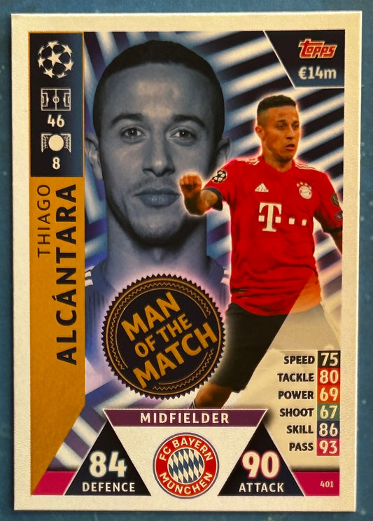 Topps Match Attax UEFA Champions League 2018-19 - THIAGO ALCANTARA (BAYERN MUNICH) Man of the Match Foil Insert #401