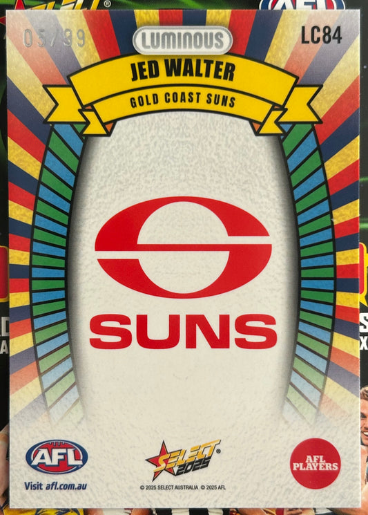 Select AFL 2025 Footy Stars Hobby - JED WALTER (GOLD COAST SUNS) Luminous Carnival LC84 /99