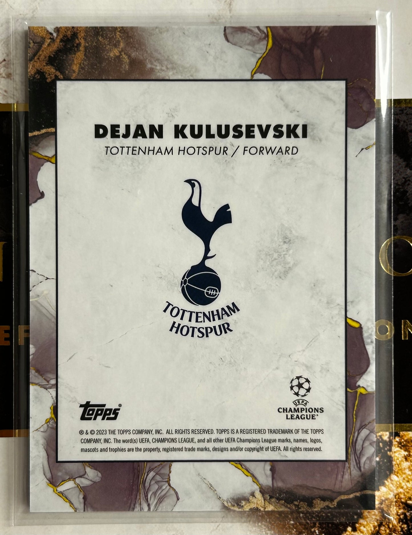 Topps UEFA Inception 2023 - DEJAN KULUSEVSKI (TOTTENHAM) Star Quality Purple Parallel /25