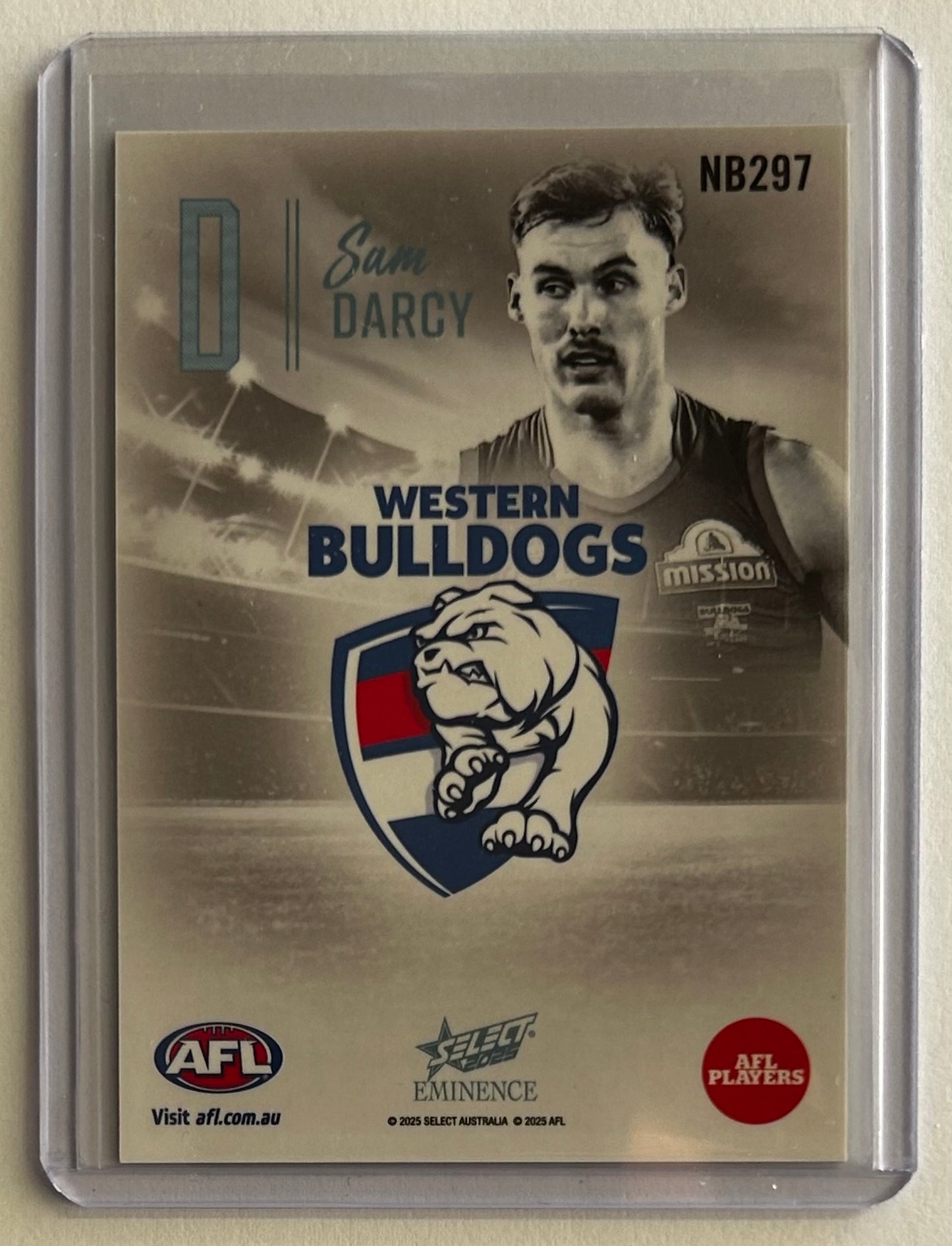 2025 AFL Select Eminence - SAM DARCY (WESTERN BULLDOGS) Nameplate Platinum /40 NB297