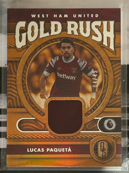 2022-23 Panini Chronicles Gold Standard Premier League Soccer - LUCAS PAQUETA (WEST HAM UNITED) Gold Rush Patch GR-LPA /49