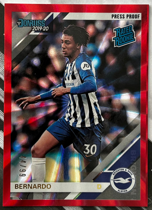 2019-20 Panini Chronicles Donruss Soccer - BERNARDO (BRIGHTON) Press Proof Rated Rookie Red Laser #38 /99