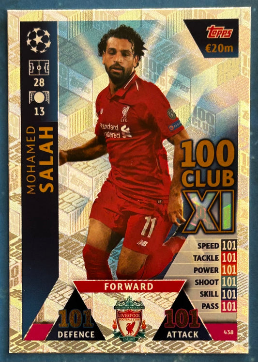 Topps Match Attax UEFA Champions League 2018-19 - MOHAMED SALAH (LIVERPOOL) 100 Club Foil Insert #438