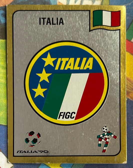 Panini FIFA World Cup Italia 90 Sticker - FOIL BADGE (ITALY) #38