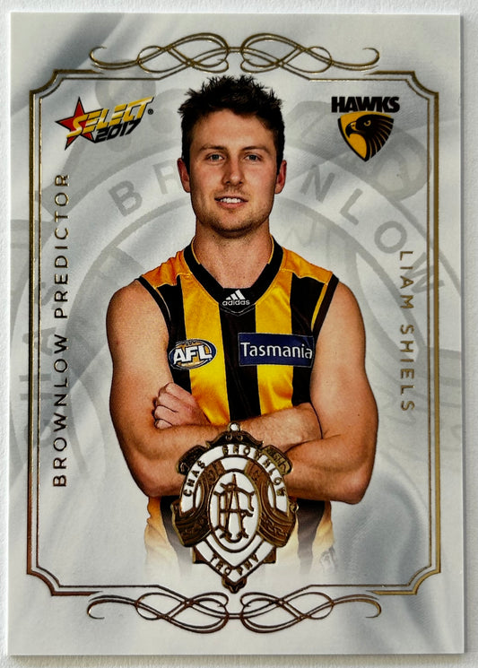 Select AFL Footy Stars 2017 - LIAM SHIELS (HAWTHORN) Brownlow Predictor BP79 #051/275