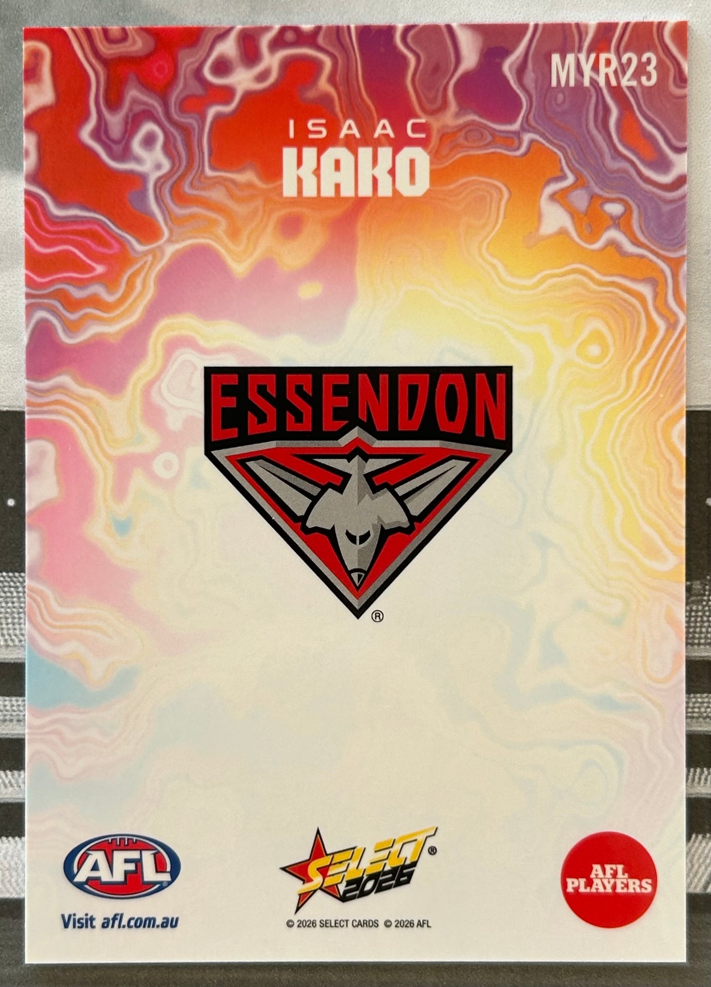 Select AFL Footy Stars 2026 - ISAAC KAKO (ESSENDON) Mercury Tie-Dye MYR23