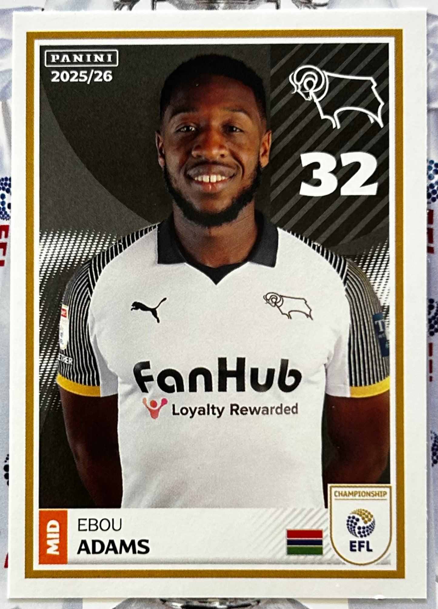 Panini EFL 2025-26 Sticker Collection - Single DERBY COUNTY Stickers (#107 - #124)