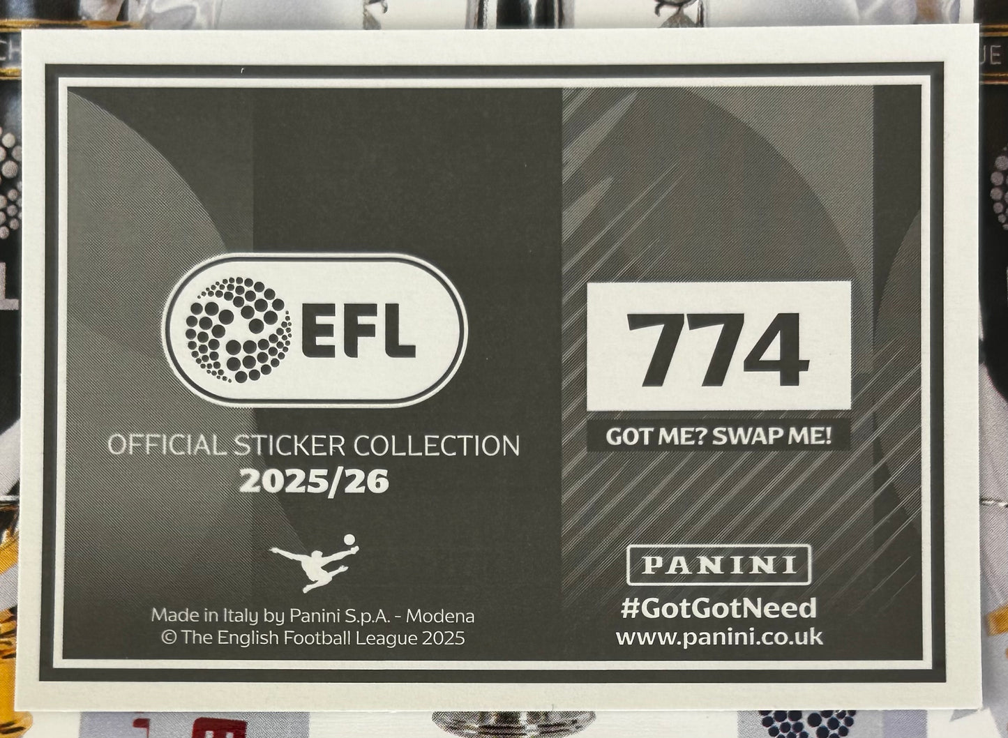 Panini EFL 2025-26 Sticker Collection - CLUB CREST (SWINDON TOWN FC) #774