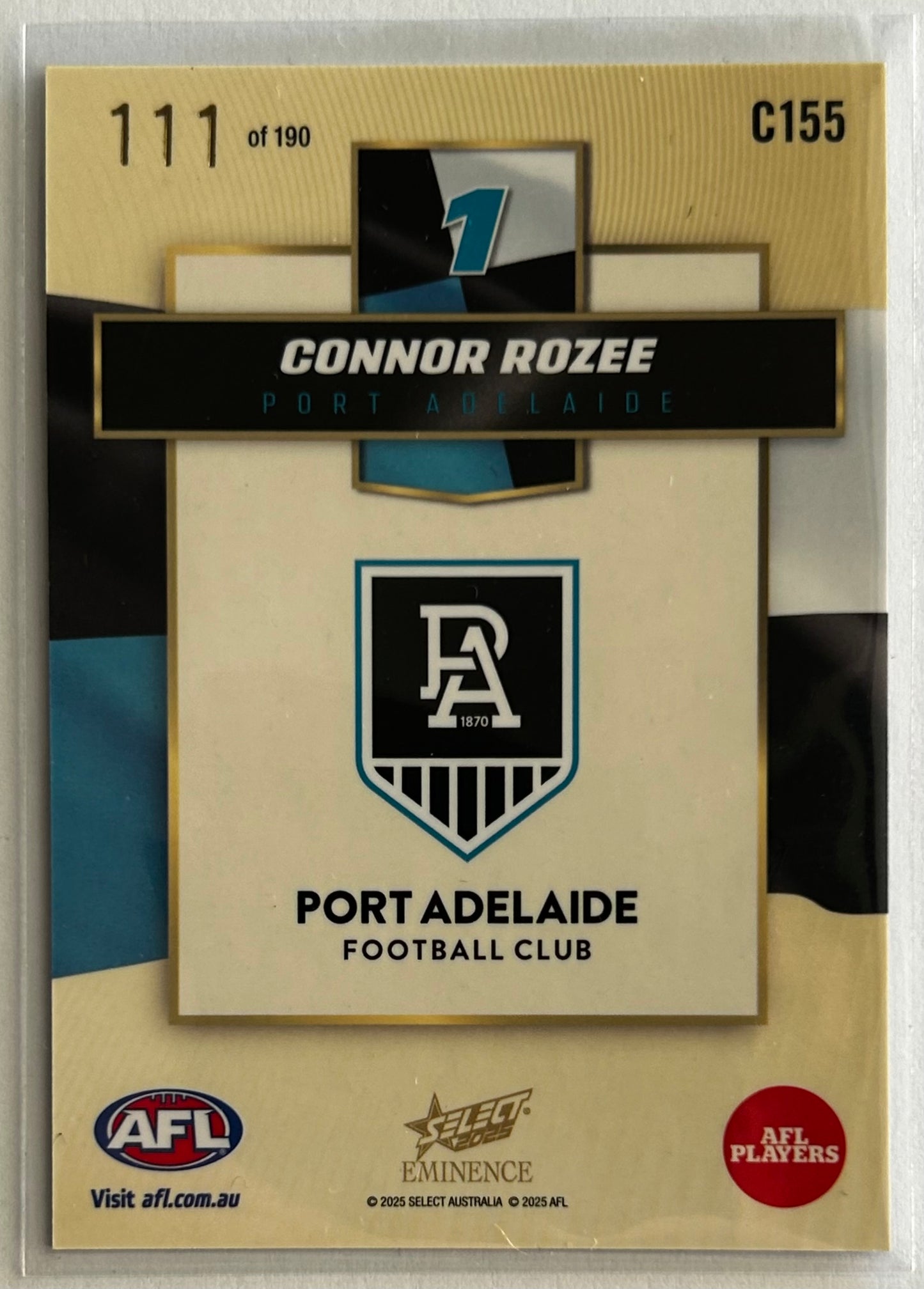 2025 AFL Select Eminence - CONNOR ROZEE (PORT ADELAIDE) Colours /190 C155