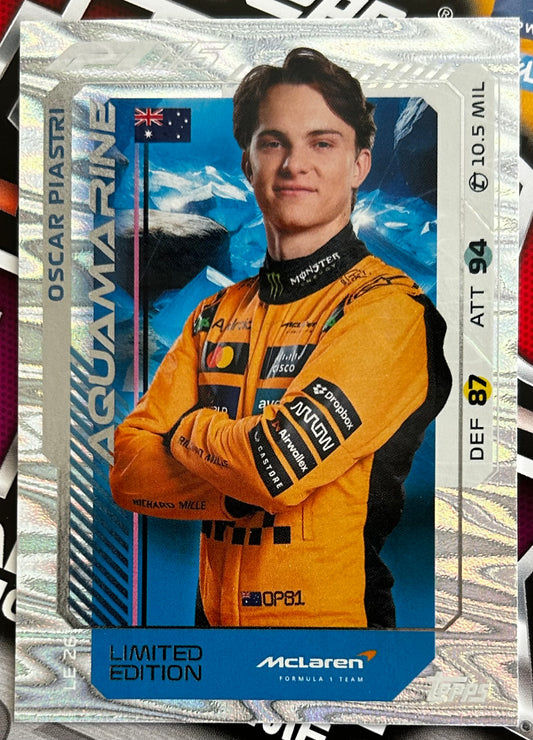 Topps F1 Turbo Attax 2025 - OSCAR PIASTRI (McLAREN) Aquamarine Limited Edition LE26 *Topps UK Exclusive*