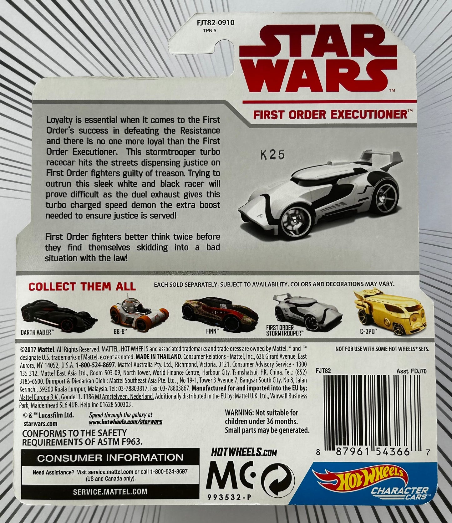 Mattel Hot Wheels Diecast Character Cars 1:64 - First Order Executioner Star Wars: The Last Jedi