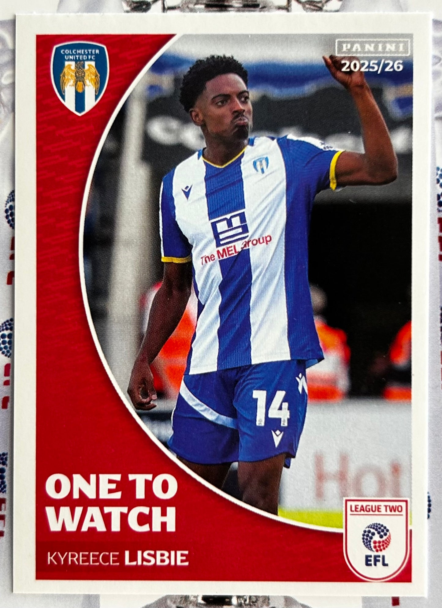 Panini EFL 2025-26 Sticker Collection - KYREECE LISBIE (COLCHESTER UNITED) One To Watch #481