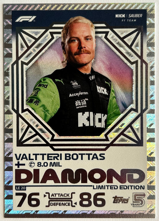 Topps F1 Turbo Attax 2024 - VALTTERI BOTTAS (KICK SAUBER) Diamond Limited Edition LE20
