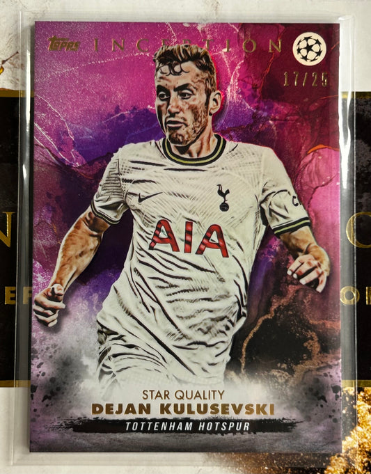 Topps UEFA Inception 2023 - DEJAN KULUSEVSKI (TOTTENHAM) Star Quality Purple Parallel /25