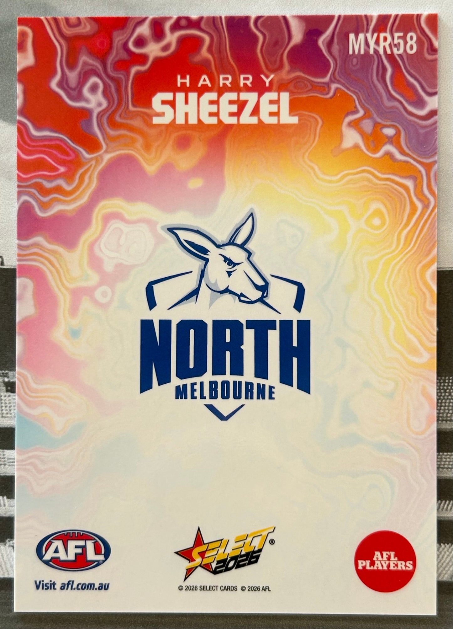 Select AFL Footy Stars 2026 - HARRY SHEEZEL (NORTH MELBOURNE) Mercury Tie-Dye MYR58