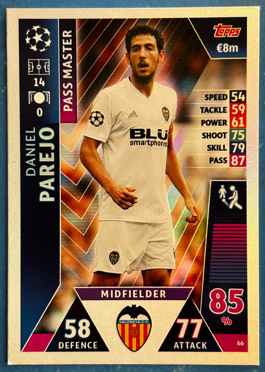 Topps Match Attax UEFA Champions League 2018-19 - DANIEL PAREJO (VALENCIA) Pass Master Foil Insert #66