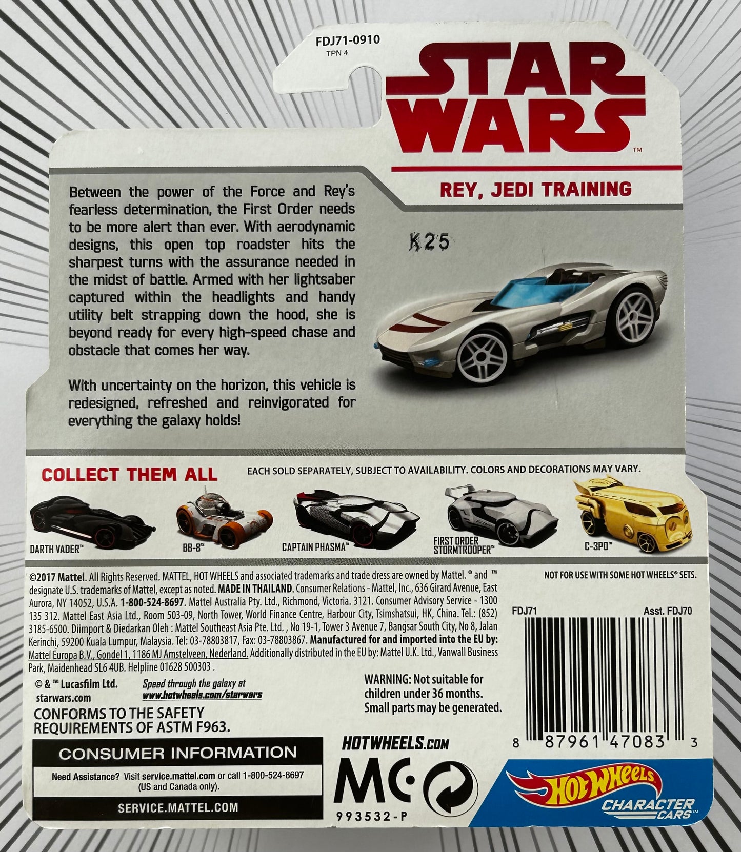 Mattel Hot Wheels Diecast Character Cars 1:64 - Rey: Jedi Training Star Wars: The Last Jedi