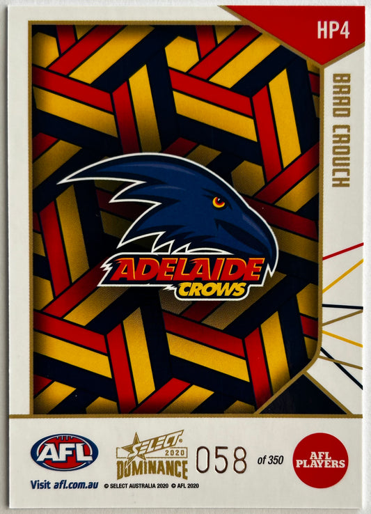 2020 AFL Select Dominance - BRAD CROUCH (ADELAIDE CROWS) Holographic Parallel HP4 /350