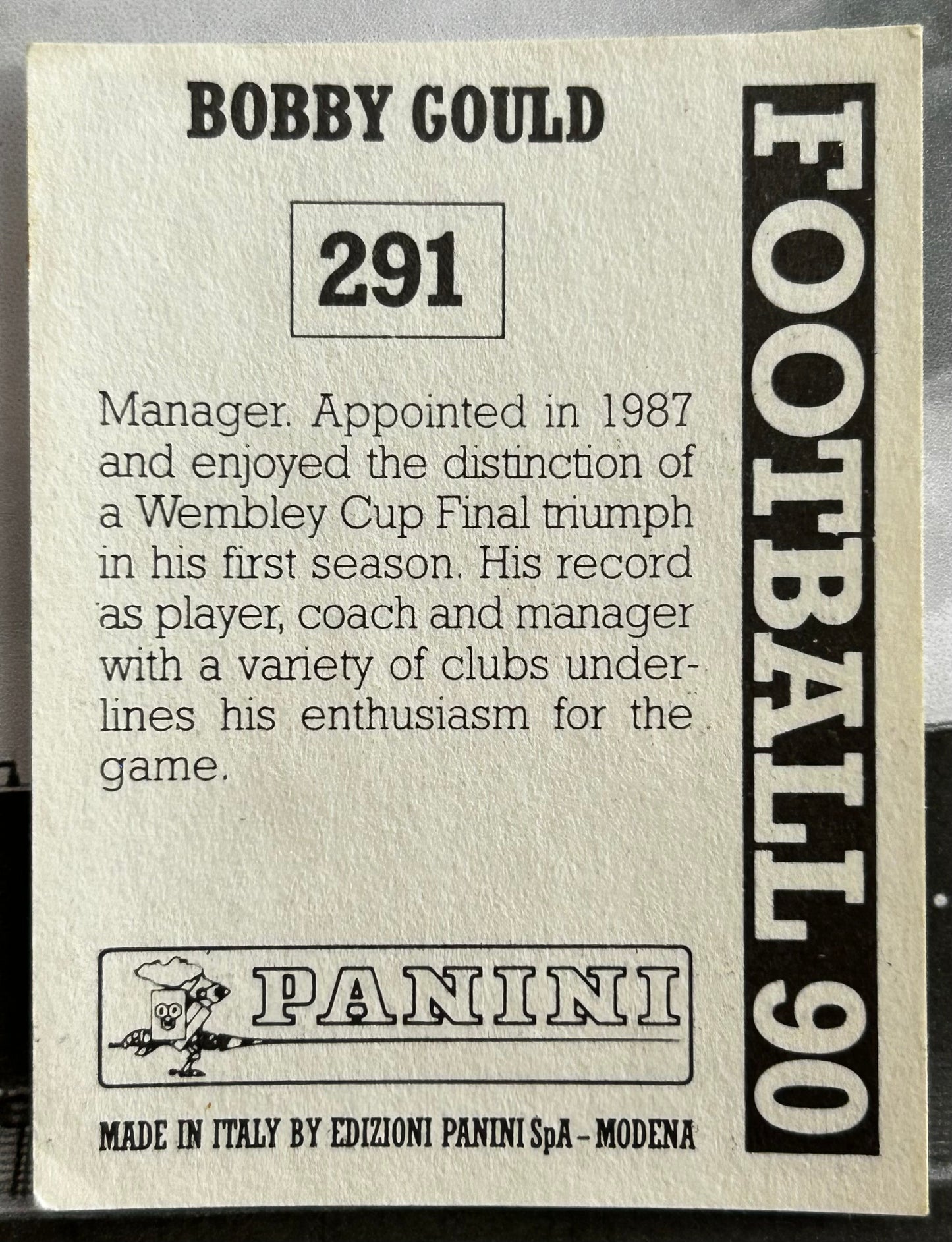 Panini Football 90 Sticker - BOBBY GOULD (WIMBLEDON) #291