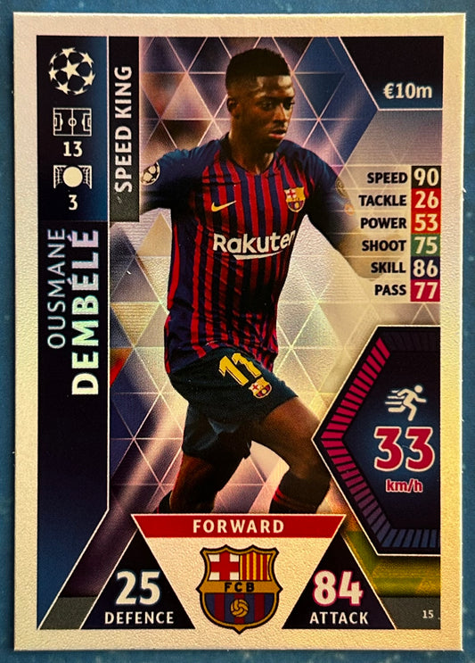 Topps Match Attax UEFA Champions League 2018-19 - OUSMANE DEMBELE (FC BARCELONA) Speed King Foil Insert #15