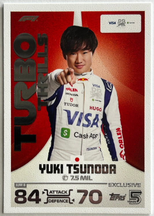 Topps F1 Turbo Attax 2024 - YUKI TSUNODA (RB FORMULA 1 TEAM) Turbo Thrills Jumbo Box Exclusive JUM8